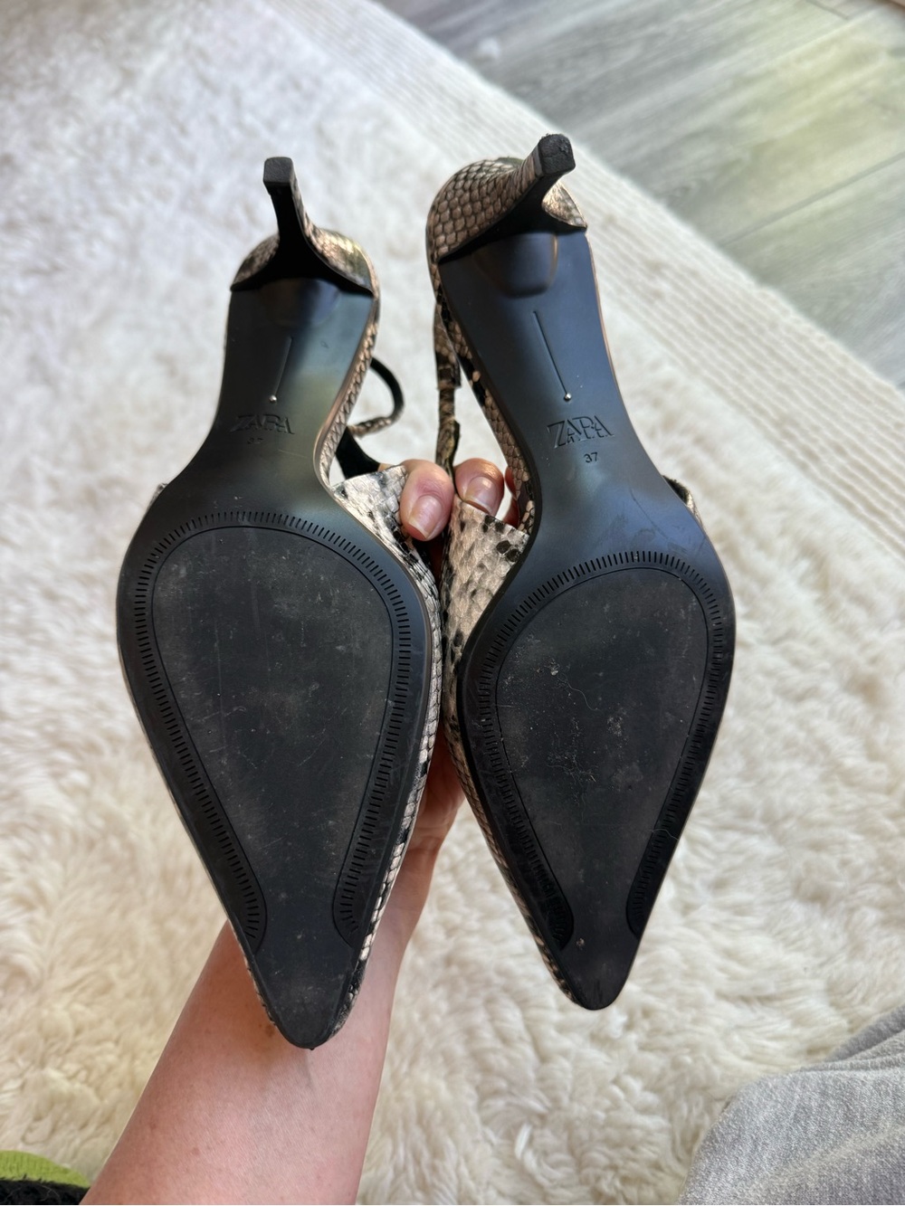 Zara Snake Print Slingback Kitten Heels Pointed Toe Size 37 US 6.5-7 - Picture 5 of 5